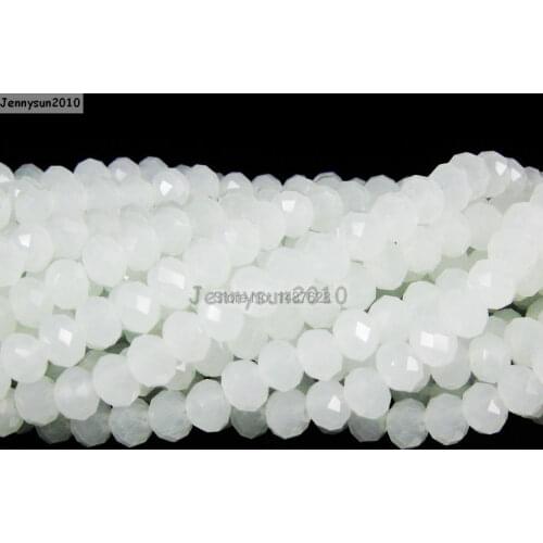 White Opal Czech Crystal 2mm x 3mm Faceted Rondelle Loose Spacer Beads For Bracelet Necklace Jewelry Making Craft 10Strands/Pack