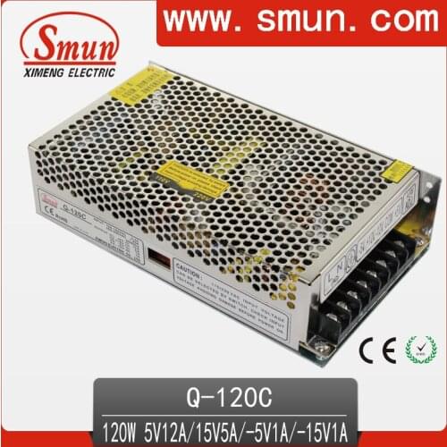 SMUN Q-120C 120W 5V12A/15V5A/-5V1A/-15V1A Quad output switching power supply with CE ROHS 1 year warranty