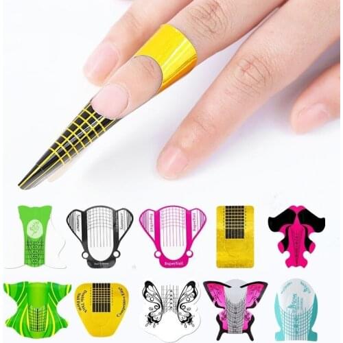 50pc/lot Nail Art Tools Nail Forms Extension Acrylic Builder Form Guide For Nail Extension Stencil Manicure Tools