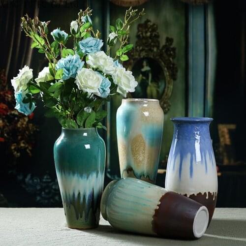 Retro European Style Ceramic Pot Vase Decoration Home Living Room Decoration Dried Flower Flower Arrangement Accessories