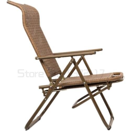 Rattan chair recliner folding chair winter summer dual-purpose pregnant womens lunch break backrest rattan woven nap cool chair