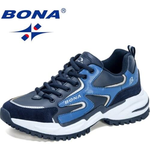 BONA 2021 New Designers Popular Sneakers Men Casual Shoes Light Classic Action Leather Running Shoes Man Athletic Footwear Male