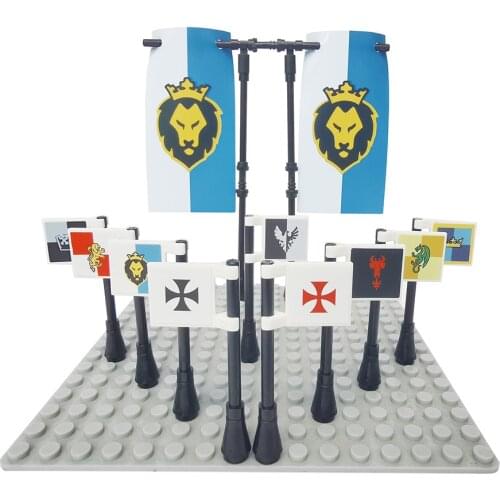 Small Knights Flags for Stronghold Warlords Military City Square Castle Knight Building Block Figure
