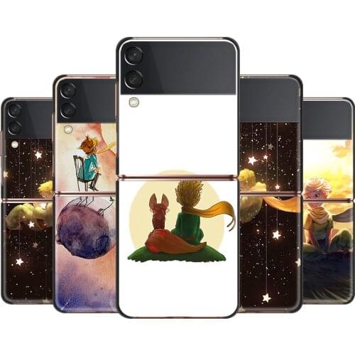The Little Prince With The Fox Cover For Samsung Galaxy Z Flip 6.7" Flip3 5G Black PC Hard Phone Case Segmented Protect Coque