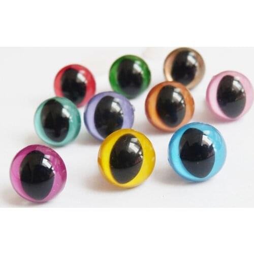 Cute 12mm plastic safety toy cat eyes & white hard washer for carft plush doll accessories--color option--40pcs-100pcs--option