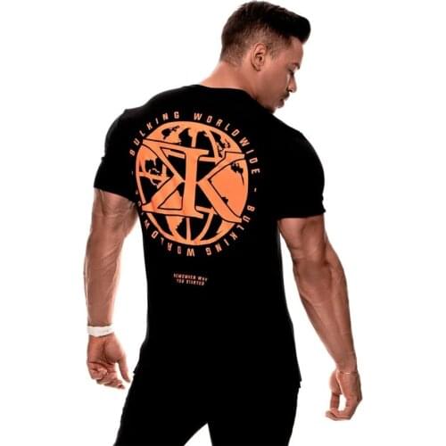 New sports fitness T-shirt short-sleeved mens round neck half-sleeved T-shirts tops hip-hop clothing Korean casual tee top