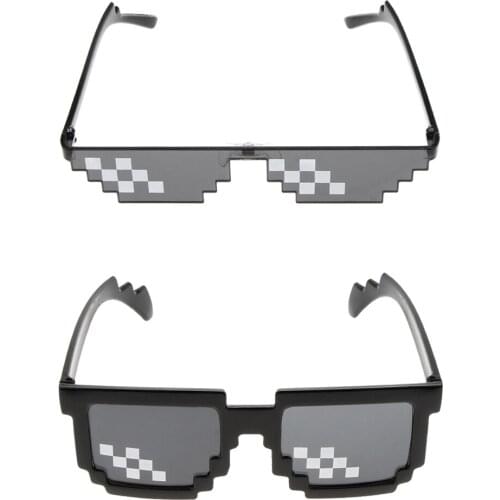 Novelty Pixilated Mosaic Sunglasses - Funny Eye Glasses Party Supplies Props for Kids Adults - 2 Pieces