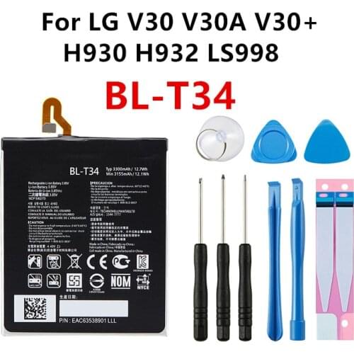 Original BL-T34 3300mAh Replacement Battery For LG V30 V30A V30+ H930 H932 LS998 T34 BLT34 Mobile phone Batteries+Tools