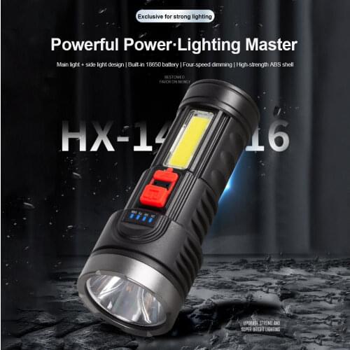 Outdoor Multi-Function Led Strong Light USB Rechargeable Flashlight BL-822 Long-Range Lighting Flashlight Cob torch lighter
