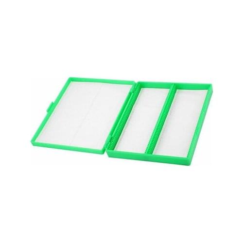 Green Plastic Shell 100 Slots Rectangular Microscope Glass Slide Box