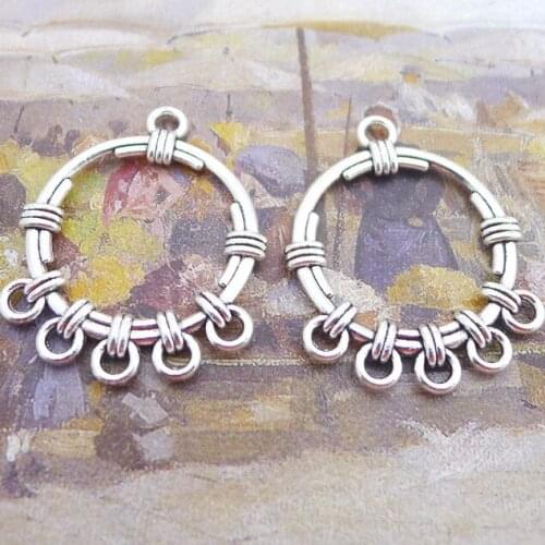 RAINXTAR Fashion Alloy Earrings Making Connector Charms 24*37mm 10pcs AAC506