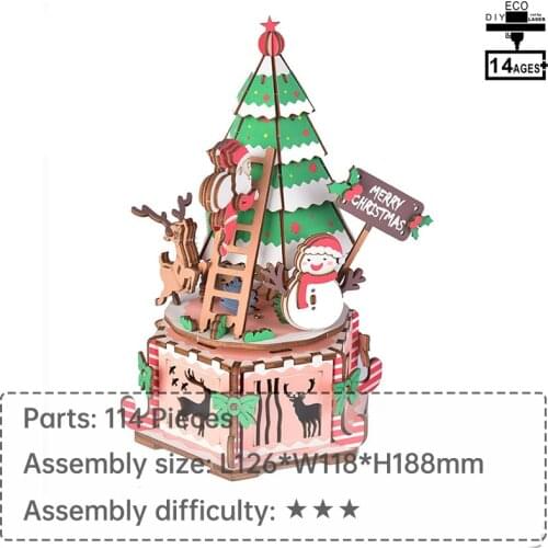 Christmas music box 3d wooden christmas gift diy music box educational toys learning toys for children kid birthday gift set