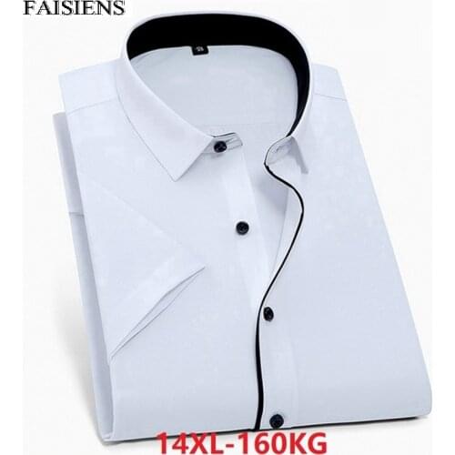 FAISIENS Summer Large Size 8XL 9XL 10XL Men Office Shirt Cotton Short Sleeve Business 12XL 62 64 66 Plus Big Size Dress Shirts