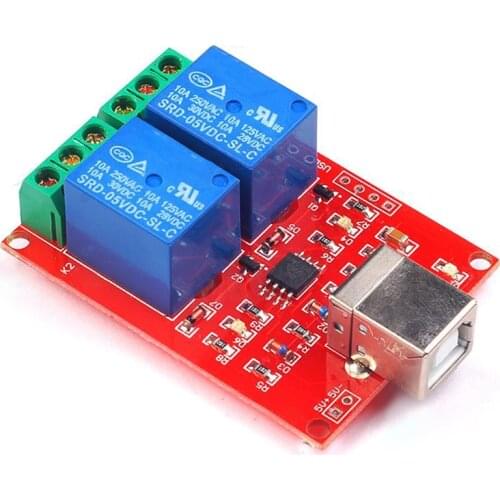 USB Relay Module 2 Channel 5V PC Intelligent Drive Control Board Switch Free Drive USB Computer Control Relay Module