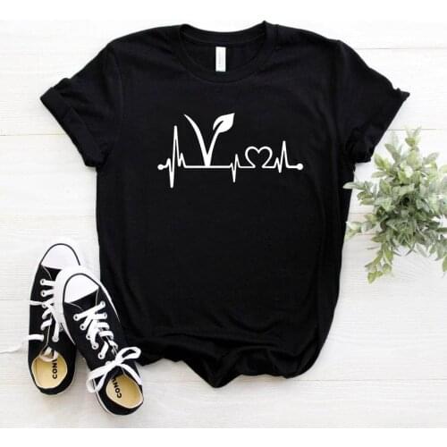 Vegetarian vegan Heartbeat Lifeline Women Tshirt Cotton Funny t Shirt For Lady Girl Top Tee Hipster 6 Colors Drop Ship HH-349