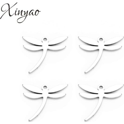 XINYAO 20pcs/lot 12*14mm Stainless Steel Dragonfly Insects Charms Necklaces Pendants fit DIY Bracelets For Women Jewelry