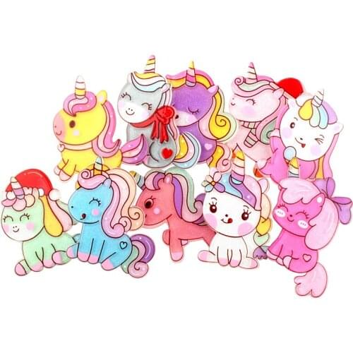 XUNZHE 10Pcs 40*55mm Cartoon Acrylic Scrapbook Paste DIY Craft Christmas Ornament Keychain Pendant Childrens Hairpin Material