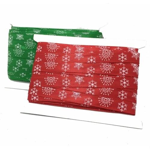 ZERZEEMOOY 10yards/CARD 3/8" 10mm Red and green printed Snowflake Satin Ribbon christmas gift ribbons