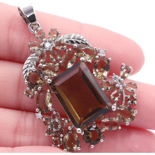 48x32mm SheCrown Anniversary Long Cross Created Blue Aquamarine Rhodolite Garnet For Ladies Silver Pendant Wholesale