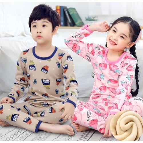 Winter Kids Thicken Pajamas Sets Child Warm Sleepwear Cartoon Animals Print Baby Girls Boys nightwear Children Pyjamas