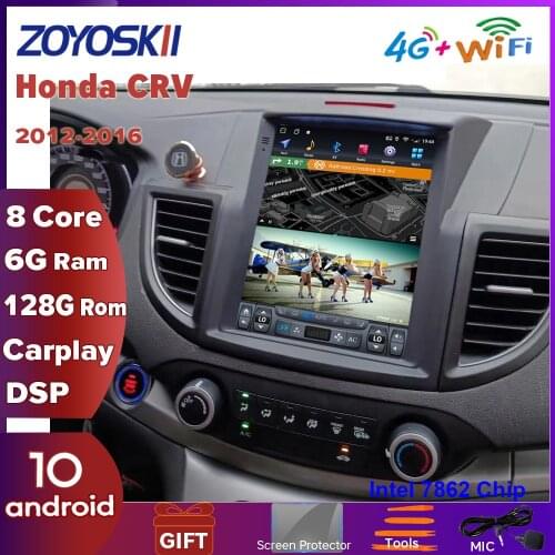 ZOYOSKII Android 10 10.4" vertical screen Tesla style CAR Stereo radio GPS bluetooth navigation player for Honda CRV 2012-2016