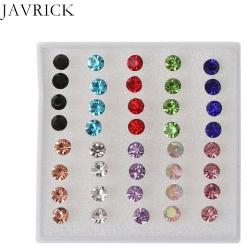 20 Pairs Colorful Faux Rhinestone Plastic Ear Studs Hypoallergenic Earrings Personality Ear Decoration Birthday Gift