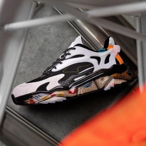 2021 Spring Low-cut Color Matching Flying Woven Breathable Sports Casual Running Comfortable Trendy Shoes Old Real Popcorn Soles