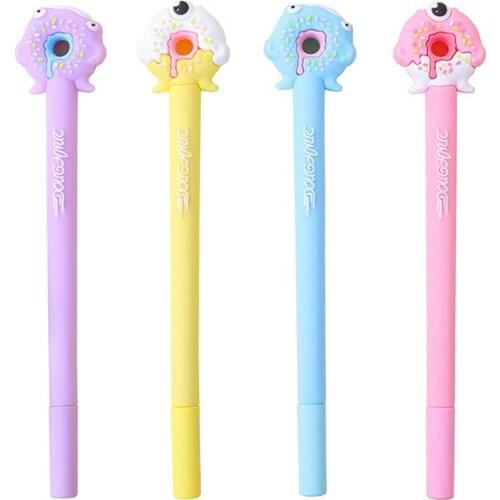 24PCS Creative Gift Monster Sweet Ring 0.5mm Gel Pen Black Ball Pen Kawaii School Supplies Stationery