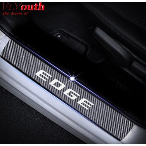 4D Carbon Fiber For Ford EDGE Vinyl Sticker Car Door Sill Welcome Pedal Stickers Door Threshold Plate Car Styling 4Pcs