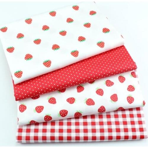 50*160CM Strawberry Printed Dress Skirts 100%Cotton Fabric ,DIY Handmade Materials For Home Textile Quilting Bedding Making