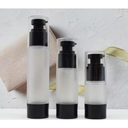 50ml round head frosted plastic black airless bottle eye essence serum/lotion/emulsion liquid foundation skin cosmetic packing