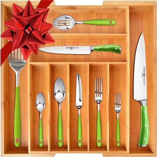 Bamboo drawer storage box underwear storage box kitchen cutlery divider and organize drawers can stretch out the knife box