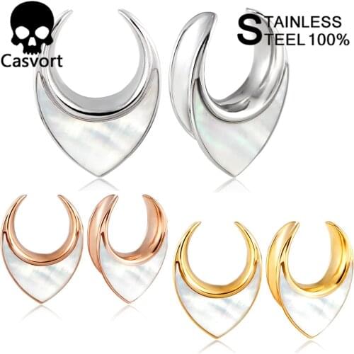 Casvort 2 PCS Saddle Tunnels Ear Hangers Ear Gauges Plugs Stretcher Earring Piercing Body Jewelry