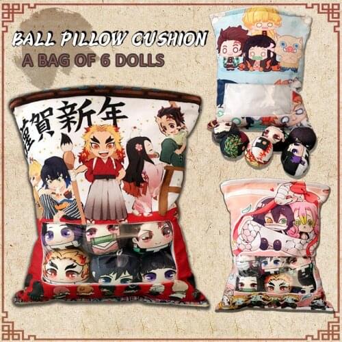 Demon Slayer Kimetsu No Yaiba Anime Pillow Sofa Cushion Devils Blade Manga Peripheral Stuffed Plush Toy With 6pcs Dumpling Doll
