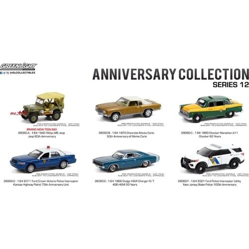 GreenLight 1:64 Anniversay Collection 12 (Group, b2b) Alloy model car Metal toys for childen kids diecast gift
