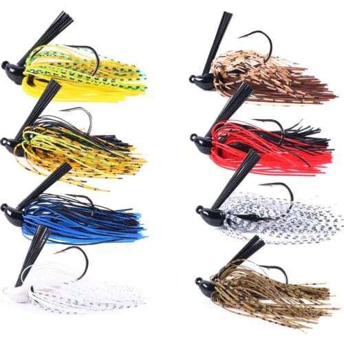 Hengjia 10g Weedless Skirted Bass Jig Finesse Flipping Jig Swim Jig Carp Freshwater Fishing Football Jig Fishing Tackle