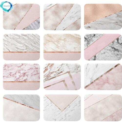 40x60cm Bath Mat Nordic Style Rose Gold Stitching Geometry Marble Texture Printed Welcome Floor Mat Bedroom Bathroom Mats Carpet