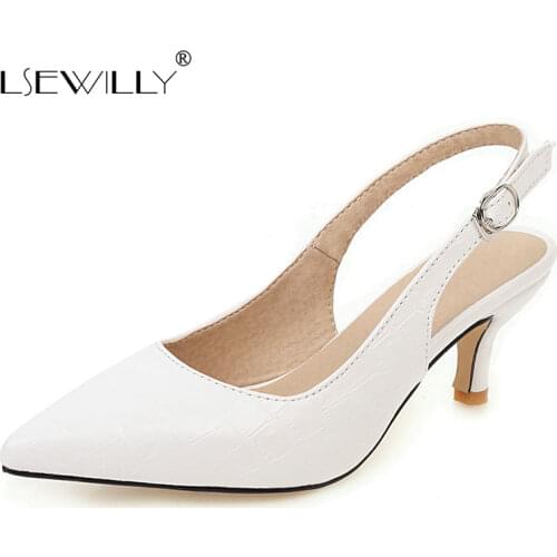 Lsewilly Fashion women pumps sandals shoes kitten heels 2020 summer new pointed high heel office party white woman shoes size 48