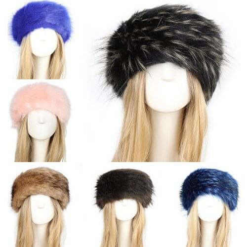 Fur Hat for Women Natural Thicken Fluffy Fur Hat Headband Russian Winter Ear Protection Cap Fashion Bomber Hat Outdoor Ski Caps