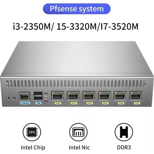 Firewall Router pFsense Mini PC Core I3I5I7 6 LAN Gigabit Windows 10 Linux Openwrt Industrial Micro Server