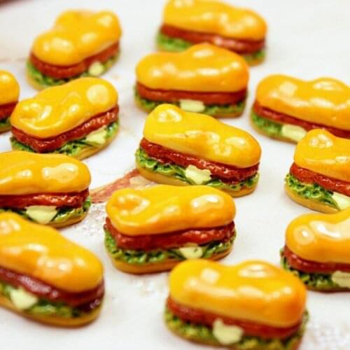 10 Pcs/set Cute Mini Simulation Food Hamburger for Kids Kitchen Dollhouse Miniatures DIY Resin Jewelry Accessories Party Favors