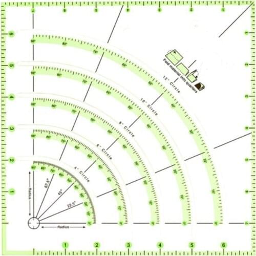 Multifunctional Patchwork Cloth Quilting Ruler Arcs and Fan Quilt Circle Cutter Ruler DIY Sewing Craft Tools