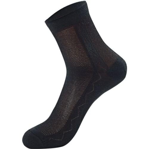 Socks Men Summer Ultra-Thin Business Mens Socks Solid Color Middle Length Stockings Breathable Mesh Sock Calcetines Meias Sox