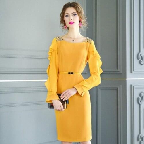 New superior 2021 quality summer womanliness Nail bead dress spring Plus code Women Sexy Dress Package hip Ruffle party dresses