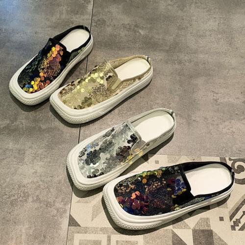 New mesh soft sole anti slip fashion versatile womens sandals Sequin soft sole in summer 2021