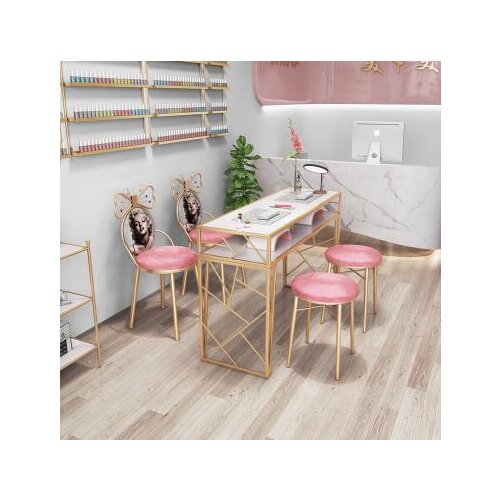 New nail table and chair set net red single double paint ins iron nail table special price economy