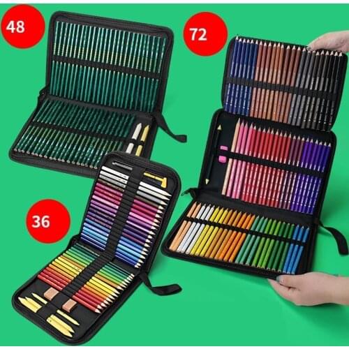Large Black Pencil Case 36/48/72/120 Holes Folding Stationery Storage Art Markers Painting Pencil Box Bags School Office Gift