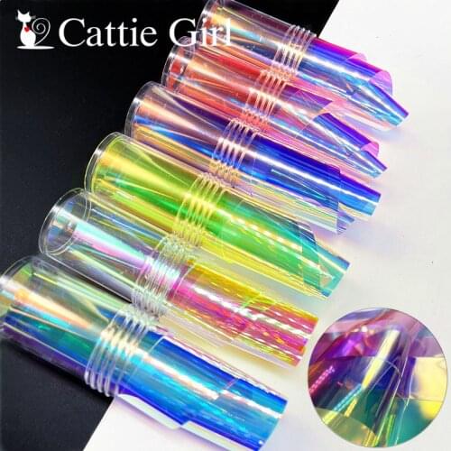1 bottle Ice Cube Aurora Nails Glass Foil Film Sticker Cellophane Paper Korean Nail Trend Design Manicure Decoration 50cm