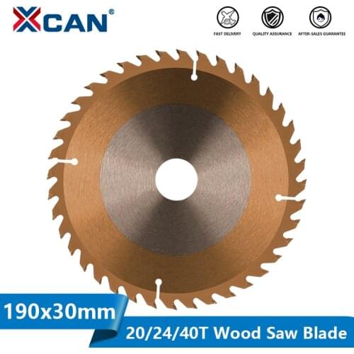 XCAN Circular Saw Blade for Wood Cutting 190x30mm 20T 24T 40T TCT Saw Disc for Wood Plastic Acrylic TiCN Coated Wood Saw Blade