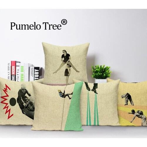 Portrait athletes pillow cover Car Seat Cover 2018 New cushion cover movement linen decorative cushion covers throw pillows